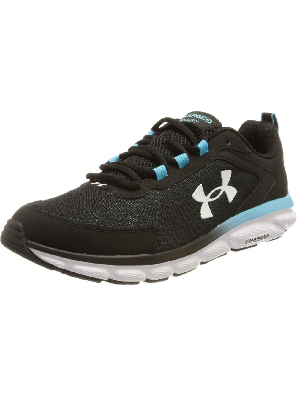 Men's Black White Running Breathable No Heel Closed Toe Charged Assert Sneakers